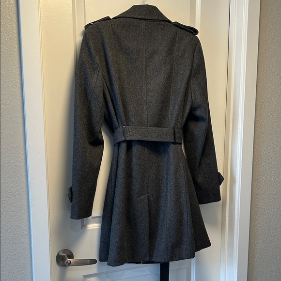 Calvin Klein Wool Blend Belted Trench Coat - Picture 7 of 14